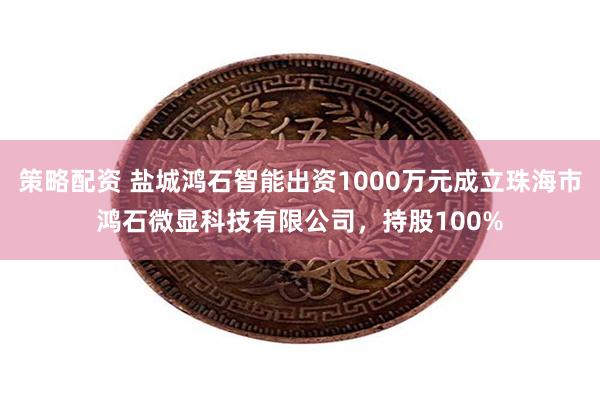 策略配资 盐城鸿石智能出资1000万元成立珠海市鸿石微显科技有限公司，持股100%